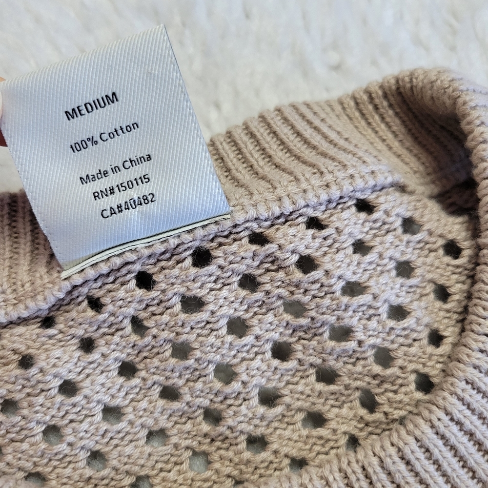 Varley Anthropologie Arabella Sweater True Knit Pullover Sand Tan Medium - Picture 7 of 10